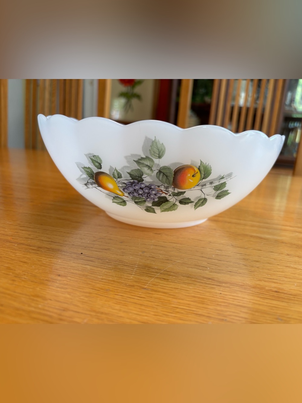 Vintage Arcopal France Milk Glass Bowl, Fruits de France